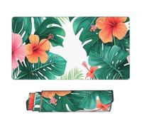 Alfombrilla Ratón XXL 1000x600 mm, Grande Mouse Pad Gaming Hojas Verdes, Teclado Mousepad Impermeable, con Bordes Cosidos y Base de Goma Antideslizante Desk Mat para Jugadores, PC, Oficina P8829