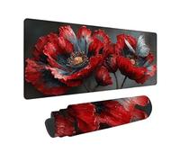 Alfombrilla Ratón XXL 100x50cm, Alfombrilla Ratón Rojo Mouse Pad Flor Mousepad con Base de Goma Antideslizante, Impermeable Tapete Escritorio para Gamers, PC y Portátil, Regalo Mujer -zjn2509Y4X7FR
