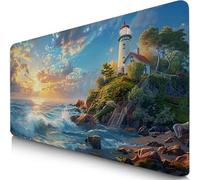 Alfombrilla Ratón XXL 100x50cm Azul Mouse Pad Gaming XXL Protector Escritorio, Desk Mat Torre Resiste Salpicaduras, Bordes Cosidos, Superficie Especial, Oficina Accesorios Mousepad para Familia F0-246