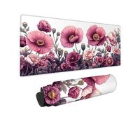 Alfombrilla Ratón XXL 1200 x 600 mm Alfombrilla Ratón Rosa Flores, Mouse Pad Lavable con Base de Goma Antideslizante, Mousepad con Bordes Cosidos para PC Gamer, Portátil, Oficina, Regalo -TL73FR