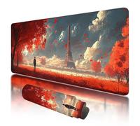 Alfombrilla Ratón XXL 1200 x 600 mm Rojo Alfombrilla Ratón Gaming, París Mouse Pad XXL con Base de Goma Antideslizante, Mouse Pad con Superficie Especial, Mejora la Precisión y la Velocidad, W-03