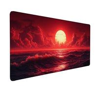 Alfombrilla Ratón XXL 1200x600x3mm, Alfombrilla Ratón Rojo Mouse Pad Luna Mousepad con Bordes Cosidos, Impermeable Tapete Escritorio Accesorios Escritorio para Jugadores, Oficina, Regalo -lsy26031E