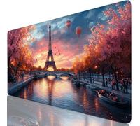 Alfombrilla Ratón XXL 1200x600x3mm Rosa Mouse Pad Gaming XXL Protector Escritorio, Precisión y Velocidad en Juegos, Antideslizante Mousepad Superficie de Tejido para Ratón y Teclado, PC, París Y8-739