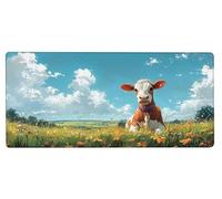 Alfombrilla Ratón XXL 1200x600x3mm, Tapete Rato Buey,Flor Gaming Mouse Pad Impermeable, Bordes Cosidos, Grande Mousepad con Base de Goma Antideslizante Protector de Escritorio Accesorios Decor 5-6476