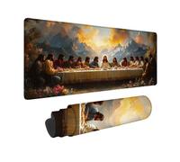 Alfombrilla Ratón XXL 120x60cm, Alfombrilla Ratón Amarillo Mouse Pad La úLtima Cena Mousepad con Bordes Cosidos, Impermeable Tapete Escritorio Accesorios Escritorio para Jugadores, Oficina -hjw2601G0