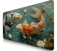 Alfombrilla Ratón XXL 120x60cm Animal Mouse Pad Gaming XXL Protector Escritorio, Desk Mat Carpa Koi Resiste Salpicaduras, Bordes Cosidos, Superficie Especial, Oficina Accesorios para Familia F0-830