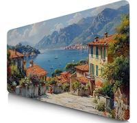 Alfombrilla Ratón XXL 120x60cm Lago Mouse Pad Gaming XXL Protector Escritorio, Desk Mat Casas Resiste Salpicaduras, Bordes Cosidos, Superficie Especial, Oficina Accesorios Mousepad para Familia F0-894