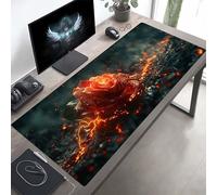 Alfombrilla Ratón XXL 140 x 60 cm, Mouse Pad Flor Negro Alfombrilla Escritorio con Superficie Suave y Base de Goma Antideslizante, Gaming Mousepad Mejora La Precisión y La Velocidad PjY7759 G-B