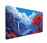 Alfombrilla RatóN XXL 1400x600x3mm,Alfombrilla Ratón Azul Mouse Pad Caer Tapete Escritorio,con Bordes Cosidos Impermeable Protector Escritorio para Jugadores,PC,Oficina,Regalos para Hombres XZ-891