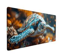 Alfombrilla Ratón XXL 1500 x 800mm, Impermeable Alfombrilla Ratón Amarillo Mouse Pad Tortugas Marinas Mousepad con Base de Goma Antideslizante Bordes Cosidos Tapete Escritorio para Jugadores -ly2505DH