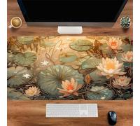 Alfombrilla Ratón XXL 1500x800x2mm,Paisaje del Lago Lotus Antideslizante Alfombrilla Escritorio con Bordes Cosidos,Mouse Pad Gaming para PC Office Regalo