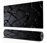 Alfombrilla Ratón XXL 1500x800x3mm, Grieta Negra Alfombrilla Escritorio Gaming Cómoda, Grande Mouse Pad con Base de Goma Antideslizante y Bordes Cosidos para Gamer, Oficina, Hogares