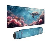 Alfombrilla Ratón XXL 150x80cm, Alfombrilla Ratón Blanco Mouse Pad Tortugas Marinas Mousepad con Base de Goma Antideslizante, Impermeable Tapete Escritorio para Gamers, Portátil, Regalo -zjn2509DH