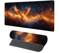 Alfombrilla Ratón XXL 1600x800x3mm, Alfombrilla Escritorio Negro Mouse Pad Gaming Phoenix, Tapete Escritorio con Bordes Cosidos, Antideslizante Desk Mat Grande para Accesorios Gaming Regalo Q-7785