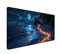 Alfombrilla Ratón XXL 1600x800x3mm, Azul Alfombrilla Escritorio con Bordes Cosidos, Luna Mouse Pad Gaming Superficie Especial Que Mejora La Precisión Y La Velocidad, para PC Office Regalo 7-6308