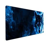 Alfombrilla Ratón XXL 1600x800x3mm, Lobo Alfombrilla Escritorio Base de Goma Antideslizante, Gaming Mouse Pad Superficie Suave, Mousepad Bordes Cosidos, PC Oficina Gaming, Regalo Hombre, SueñO 4-4219