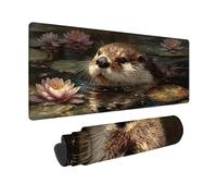 Alfombrilla Ratón XXL 600 x 300 mm, Alfombrilla Ratón Negro Mouse Pad Nutria Mousepad con Base de Goma Antideslizante, Impermeable Tapete Escritorio para Gamers, PC y Portátil, Regalo Mujer -zjn2509GB