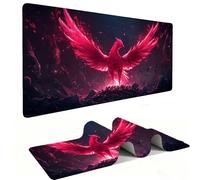 Alfombrilla Ratón, XXL 600 x 300 mm Mouse Pad Grande Gaming, Alfombrilla Antideslizante,Tapete Escritorio con Bordes Cosidos, Desk Mat para Jugadores, Pc, Oficina Accesorios (Fénix de Fuego) K-563
