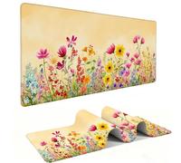 Alfombrilla Ratón, XXL 600 x 300 mm Mouse Pad Grande Gaming, Alfombrilla Antideslizante,Tapete Escritorio con Bordes Cosidos, Desk Mat para Jugadores, Pc, Oficina Accesorios (Flores de primavera) K142