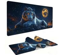 Alfombrilla Ratón, XXL 600 x 300 mm Mouse Pad Grande Gaming, Alfombrilla Antideslizante,Tapete Escritorio con Bordes Cosidos, Desk Mat, Pc, Oficina Accesorios (El Tigre de la Luna) K-1375