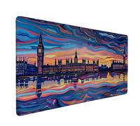 Alfombrilla Ratón XXL 600 x 300 mm Paisaje Mouse Pad Big Ben Alfombrilla Gaming con Bordes Cosidos, Antideslizante Tapete Escritorio, Accesorios Gaming, Protector Escritorio para PC, Oficina l3923