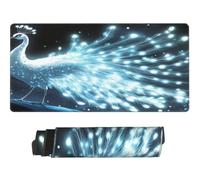 Alfombrilla Raton XXL 600 x 300 x 3 mm, Mouse Pad Grande Gaming, Alfombrilla de Raton Pavo Real Blanco Mousepad Lavable Desk Mat para Juegos Y Oficina, Impermeable y Antideslizante (Pájaro) -MP1581