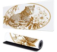Alfombrilla Ratón XXL 600 x 300 x 3mm Leopardo Alfombrilla Escritorio, Flores Mouse Pad Gaming, Mouse Mat Grande, Antideslizante Desk Pad, Alfombra Raton para Ordenador, Seguimiento Preciso r-15