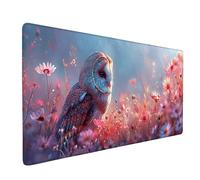Alfombrilla Ratón XXL 600 x 300mm, Impermeable Alfombrilla Ratón Rosa Mouse Pad BúHo Mousepad con Base de Goma Antideslizante Bordes Cosidos Tapete Escritorio para Jugadores, PC, Oficina -ly25059J