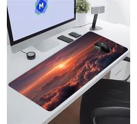 Alfombrilla Ratón XXL 600x300x2 mm Grande Alfombrilla de Ratón Gaming,Alfombrilla de Teclado Lavable,Base de Goma Antideslizante Mousepad,Mejora la Precisión y la Velocidad (Nube roja del Amanecer)