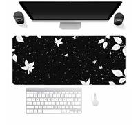 Alfombrilla Ratón XXL 600x300x2mm, Estrella de Hoja Blanca Alfombrilla Escritorio Gaming Cómoda, Grande Mouse Pad con Base de Goma Antideslizante y Bordes Cosidos para Gamer, Oficina, Hogares