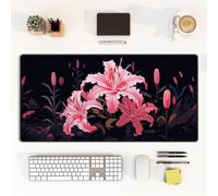 Alfombrilla Ratón XXL 600x300x2mm,Flores de Lirio Rosa Antideslizante Alfombrilla Escritorio con Bordes Cosidos,Mouse Pad Gaming para PC Office Regalo