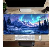 Alfombrilla Ratón XXL 600x300x2mm,Montaña Nevada Aurora Antideslizante Alfombrilla Escritorio con Bordes Cosidos,Mouse Pad Gaming para PC Office Regalo