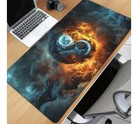 Alfombrilla Ratón XXL 600x300x2mm, Niebla Lunar Alfombrilla Escritorio Gaming Cómoda, Grande Mouse Pad con Base de Goma Antideslizante y Bordes Cosidos para Gamer, Oficina, Hogares