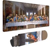 Alfombrilla Ratón XXL 600x300x3 mm, Gris Mouse Pad La última Cena Alfombrilla Escritorio con Bordes Cosidos Diseño, Base de Goma Antideslizante Gaming Mousepad para Teclado Y Raton, Juegos w-2870