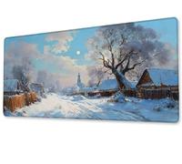 Alfombrilla Ratón XXL 600x300x3 mm Mouse Pad Grande Gaming Pueblo Alfombrilla Escritorio,con Base de Goma Tapete Escritorio con Bordes Cosidos, Impermeable Antideslizante Ordenador Desk Mat zj-433