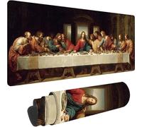 Alfombrilla Ratón XXL 600x300x3 mm, Negro Mouse Pad La última Cena Alfombrilla Escritorio con Bordes Cosidos Diseño, Impermeable y Antideslizante Mousepad para Ratón y Teclado, Oficina Gaming w-6003