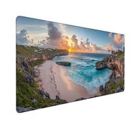 Alfombrilla RatóN XXL 600x300x3mm, Alfombrilla Ratón Azul Mouse Pad Mar Tapete Escritorio, con Bordes Cosidos Impermeable Protector Escritorio para Jugadores, PC, Oficina, Regalos para Hombres XZ-768