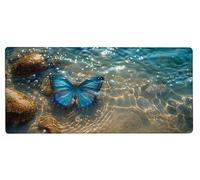 Alfombrilla Ratón XXL 600x300x3mm, Tapete Rato Mariposa,Sea Gaming Mouse Pad Impermeable, Bordes Cosidos, Grande Mousepad con Base de Goma Antideslizante para Protector de Escritorio Accesorios 2-TS65