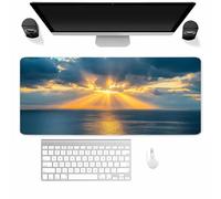 Alfombrilla Ratón XXL 600x400x2mm, Mar al Atardecer Alfombrilla Escritorio Gaming Cómoda, Grande Mouse Pad con Base de Goma Antideslizante y Bordes Cosidos para Gamer, Oficina, Hogares