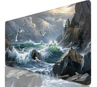 Alfombrilla Ratón XXL 600x400x3mm Ondas Mouse Pad Gaming XXL Protector Escritorio, Precisión y Velocidad en Juegos, Antideslizante Mousepad Superficie de Tejido para Ratón y Teclado, PC,Gaviota Y8-351