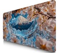 Alfombrilla Ratón XXL 60x30cm Monte Fuji Mouse Pad Gaming XXL Protector Escritorio, Desk Mat Blanco Resiste Salpicaduras, Bordes Cosidos, Superficie Especial, Oficina Accesorios para Familia F0-558