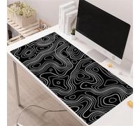 Alfombrilla Ratón XXL 700x300x2mm,Mapa topográfico Negro Antideslizante Alfombrilla Escritorio con Bordes Cosidos,Mouse Pad Gaming para PC Office Regalo