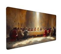 Alfombrilla Ratón XXL 700x300x3mm, Alfombrilla Ratón La úLtima Cena Mouse Pad Amarillo Mousepad con Bordes Cosidos, Impermeable Tapete Escritorio Accesorios Escritorio para Jugadores -lsy2603ZU