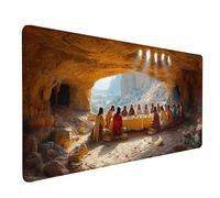 Alfombrilla Ratón XXL 700x300x3mm, Alfombrilla Ratón La úLtima Cena Mouse Pad Amarillo Mousepad con Bordes Cosidos, Impermeable Tapete Escritorio Accesorios Escritorio para Jugadores -lsy26033R