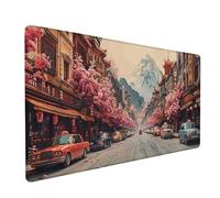 Alfombrilla Ratón XXL 700x300x3mm, Calle Alfombrilla Escritorio Base de Goma Antideslizante, Gaming Mouse Pad Superficie Suave, Mousepad Bordes Cosidos, PC Oficina Gaming, Regalo Hombre, Flor 5-9502