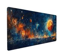 Alfombrilla Ratón XXL 700x300x3mm, Color Alfombrilla Escritorio Base de Goma Antideslizante, Gaming Mouse Pad Superficie Suave, Mousepad Bordes Cosidos, PC Oficina Gaming Regalo, Planeta 9-6710