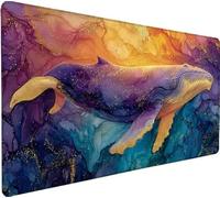 Alfombrilla Ratón XXL 700x300x3mm, Mousepad Ballena,Animal Gaming Mouse Pad Impermeable, Bordes Cosidos, Grande Mousepad con Base de Goma Antideslizante, Accesorios Escritorio Regalos Hombres Y-3M52