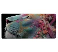 Alfombrilla Ratón XXL 700x300x3mm, Tapete Rato LeóN,Flor Gaming Mouse Pad Impermeable, Bordes Cosidos, Grande Mousepad con Base de Goma Antideslizante Protector de Escritorio Accesorios Decor 4-P481