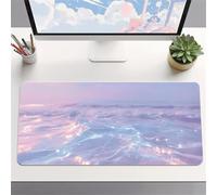 Alfombrilla Ratón XXL 700x400x3mm,Vista al mar Rosa Antideslizante Alfombrilla Escritorio con Bordes Cosidos,Mouse Pad Gaming para PC Office Regalo