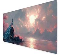 Alfombrilla Ratón XXL 70x30cm, Alfombrilla Ratón Blanco Mouse Pad Pavo Real Mousepad con Bordes Cosidos, Impermeable Tapete Escritorio Accesorios Escritorio para PC, Oficina, Regalo Mujer -yym2509IO